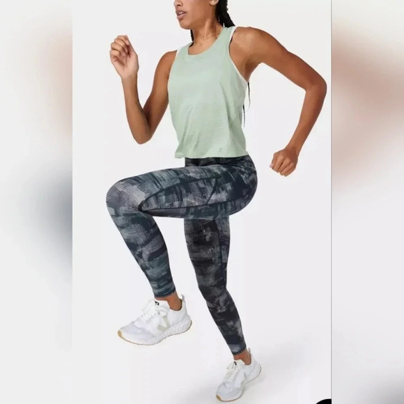 Sweaty Betty Zero Gravity 7/8 Leggings Blue Grid Print Size Small‎ - Picture 1 of 10